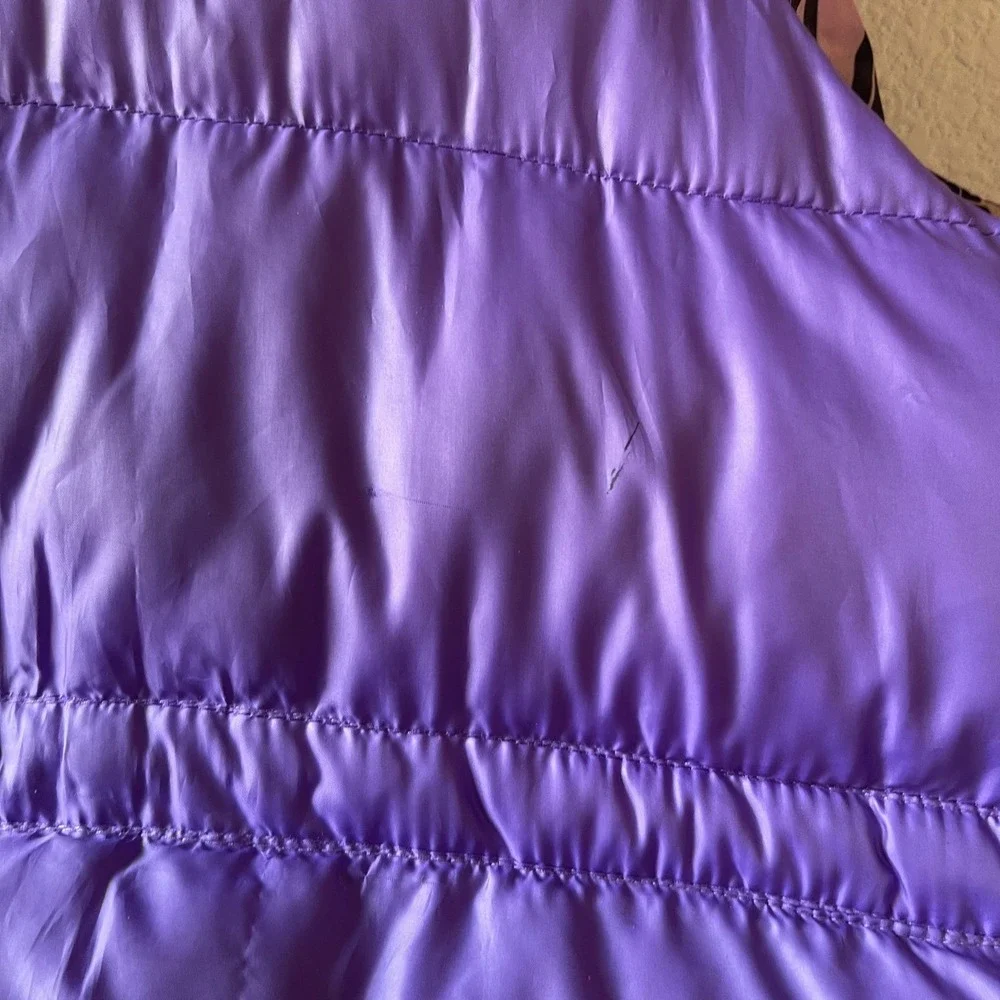 NOCTURNE Puffer‎ Hooded Vest Lavender Purple Quilted Zip Pockets Size 38/medium